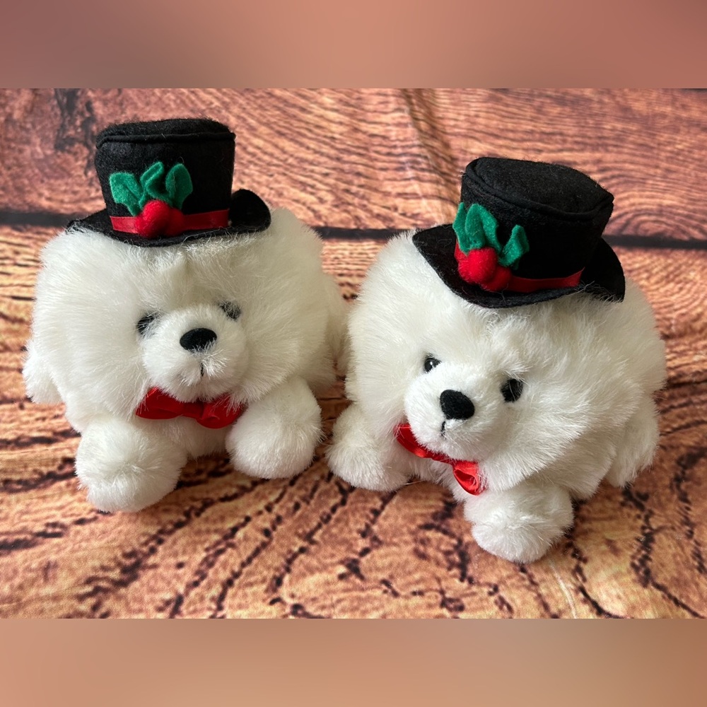 Vintage Russ “Mister. Christmas” Snowball Bear In Hat White Soft Plush Toys 8” - Picture 3 of 8